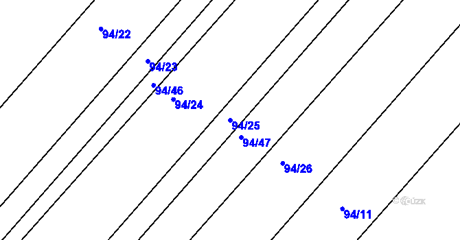 Parcela st. 94/25 v KÚ Roudná nad Lužnicí, Katastrální mapa