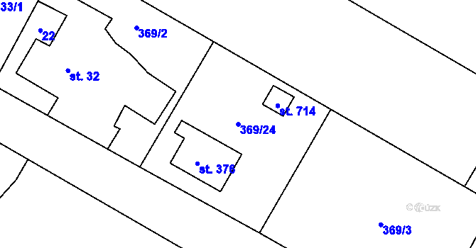 Parcela st. 369/24 v KÚ Roudná nad Lužnicí, Katastrální mapa
