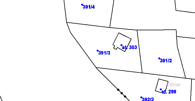 Parcela st. 391/3 v KÚ Roudná nad Lužnicí, Katastrální mapa