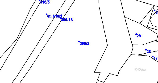 Parcela st. 396/2 v KÚ Roudná nad Lužnicí, Katastrální mapa