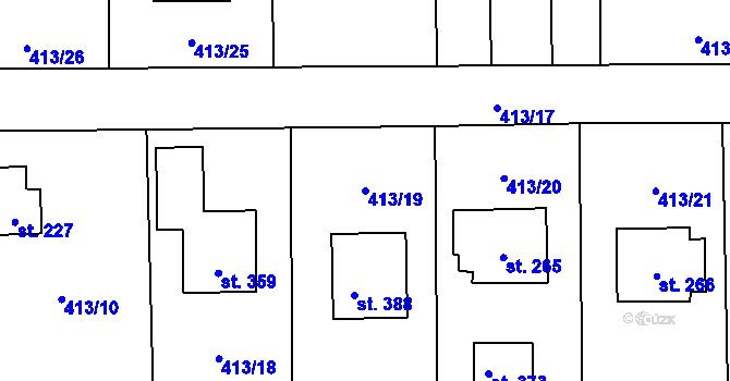 Parcela st. 413/19 v KÚ Roudná nad Lužnicí, Katastrální mapa