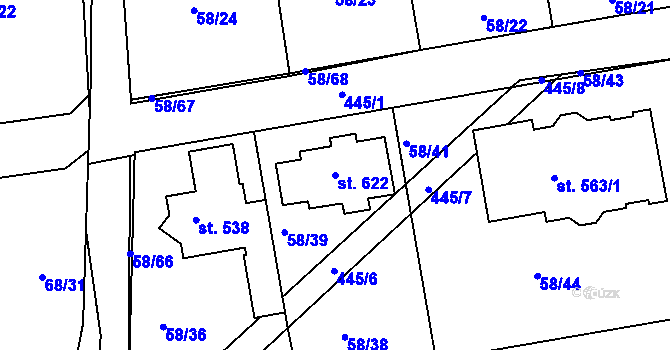 Parcela st. 622 v KÚ Roudná nad Lužnicí, Katastrální mapa