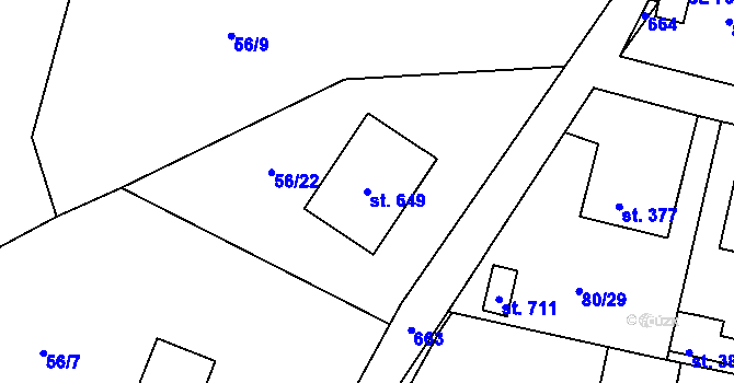 Parcela st. 649 v KÚ Roudná nad Lužnicí, Katastrální mapa