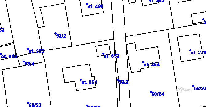 Parcela st. 652 v KÚ Roudná nad Lužnicí, Katastrální mapa