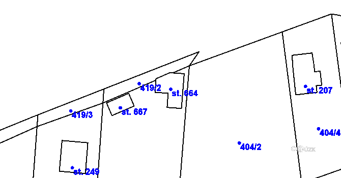 Parcela st. 664 v KÚ Roudná nad Lužnicí, Katastrální mapa