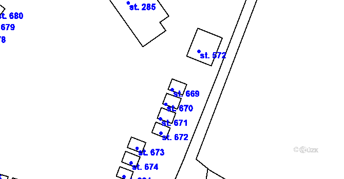 Parcela st. 669 v KÚ Roudná nad Lužnicí, Katastrální mapa