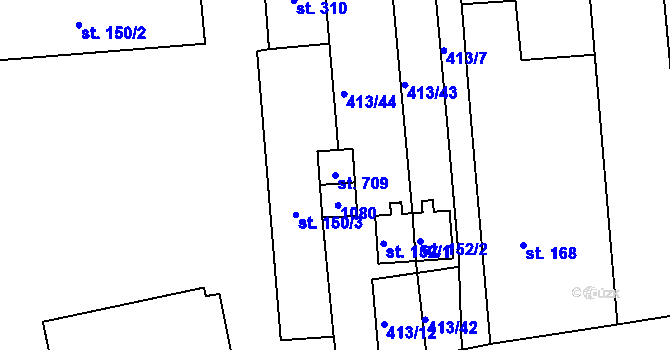 Parcela st. 709 v KÚ Roudná nad Lužnicí, Katastrální mapa