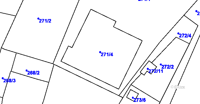 Parcela st. 271/4 v KÚ Roudné, Katastrální mapa