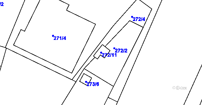 Parcela st. 272/11 v KÚ Roudné, Katastrální mapa