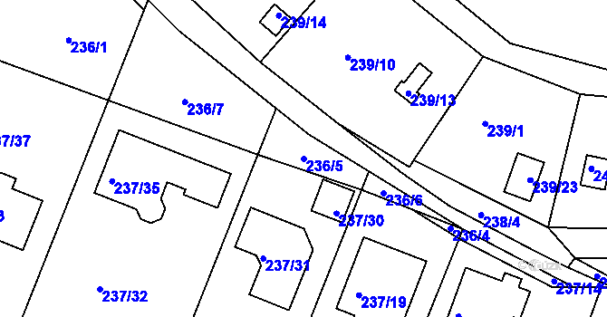 Parcela st. 236/5 v KÚ Roudné, Katastrální mapa