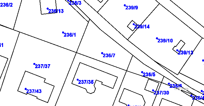 Parcela st. 236/7 v KÚ Roudné, Katastrální mapa
