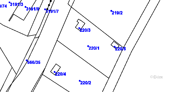 Parcela st. 220/1 v KÚ Roudné, Katastrální mapa