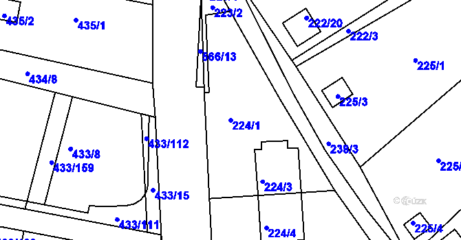 Parcela st. 224/1 v KÚ Roudné, Katastrální mapa