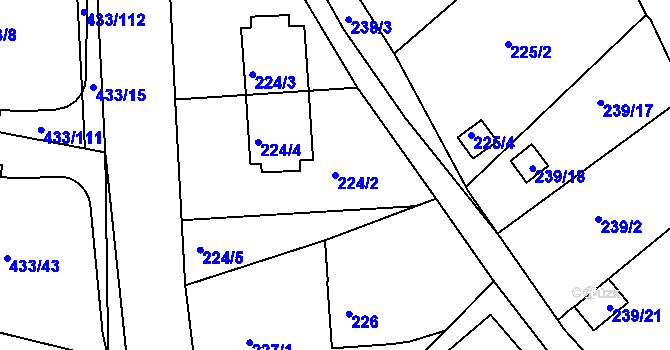 Parcela st. 224/2 v KÚ Roudné, Katastrální mapa