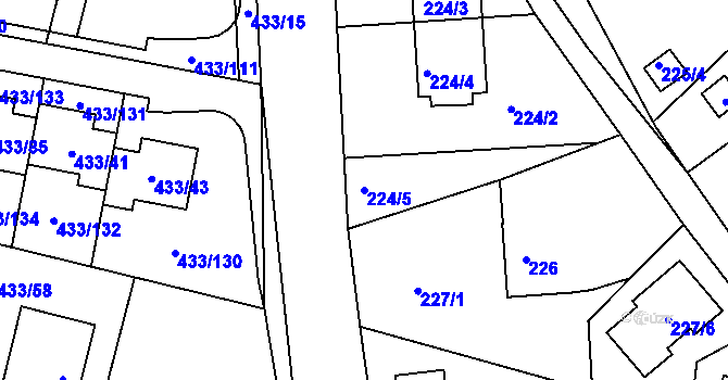 Parcela st. 224/5 v KÚ Roudné, Katastrální mapa