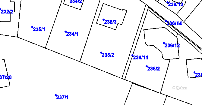 Parcela st. 235/2 v KÚ Roudné, Katastrální mapa