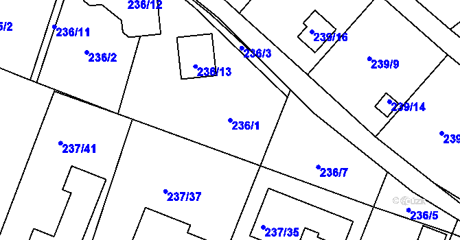 Parcela st. 236/1 v KÚ Roudné, Katastrální mapa