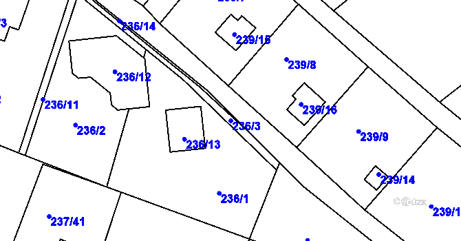 Parcela st. 236/3 v KÚ Roudné, Katastrální mapa