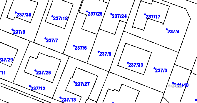Parcela st. 237/5 v KÚ Roudné, Katastrální mapa
