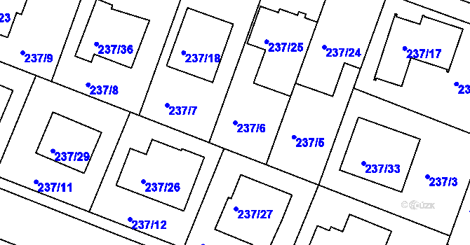 Parcela st. 237/6 v KÚ Roudné, Katastrální mapa