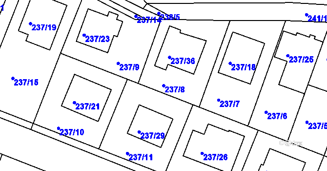 Parcela st. 237/8 v KÚ Roudné, Katastrální mapa