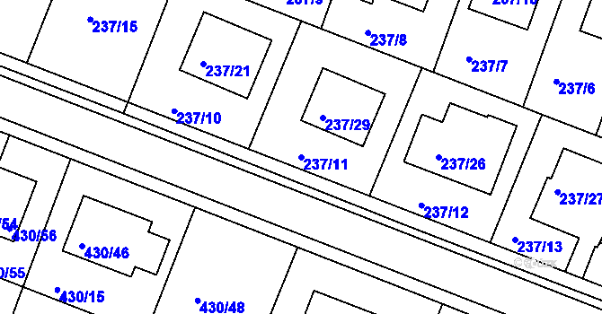 Parcela st. 237/11 v KÚ Roudné, Katastrální mapa