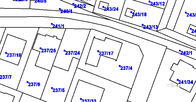 Parcela st. 237/17 v KÚ Roudné, Katastrální mapa