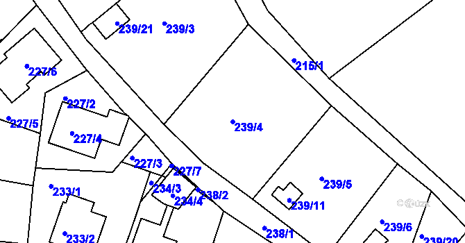 Parcela st. 239/4 v KÚ Roudné, Katastrální mapa