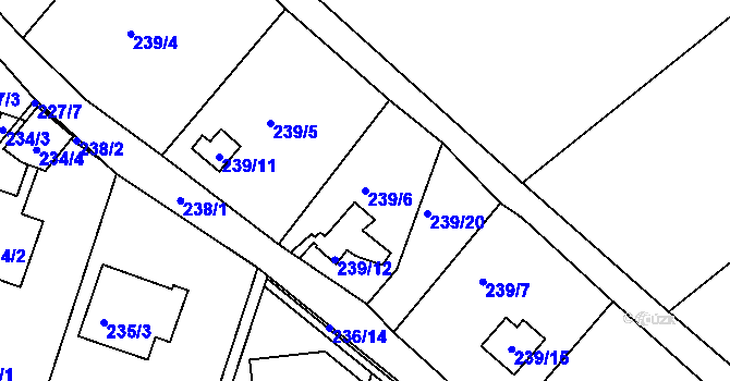 Parcela st. 239/6 v KÚ Roudné, Katastrální mapa