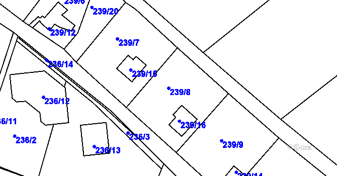 Parcela st. 239/8 v KÚ Roudné, Katastrální mapa