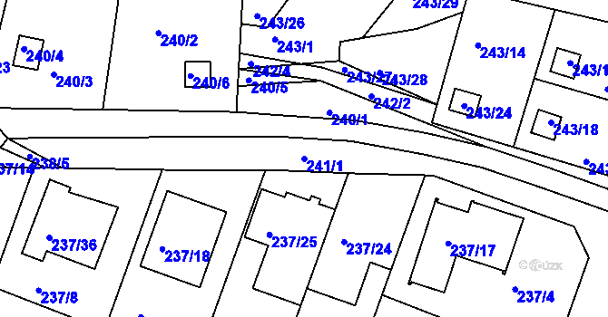 Parcela st. 241/1 v KÚ Roudné, Katastrální mapa