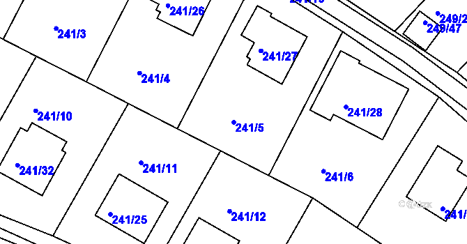 Parcela st. 241/5 v KÚ Roudné, Katastrální mapa