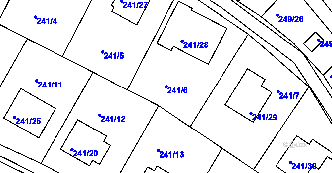 Parcela st. 241/6 v KÚ Roudné, Katastrální mapa