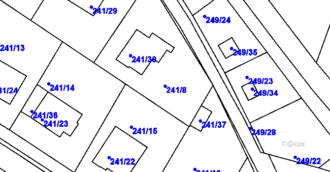 Parcela st. 241/8 v KÚ Roudné, Katastrální mapa
