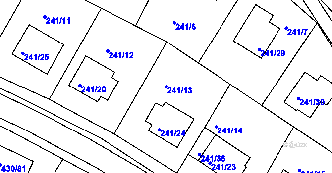 Parcela st. 241/13 v KÚ Roudné, Katastrální mapa