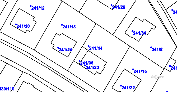 Parcela st. 241/14 v KÚ Roudné, Katastrální mapa