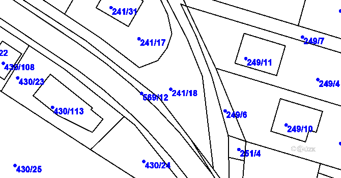 Parcela st. 241/18 v KÚ Roudné, Katastrální mapa