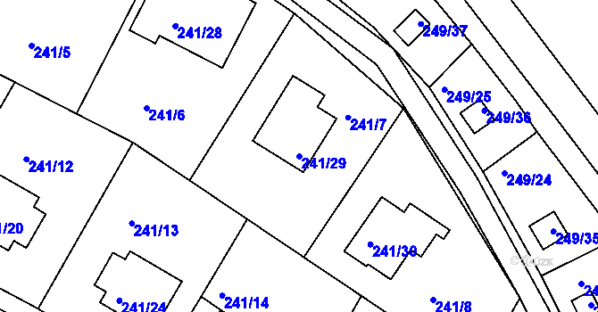 Parcela st. 241/29 v KÚ Roudné, Katastrální mapa