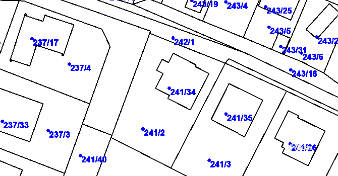 Parcela st. 241/34 v KÚ Roudné, Katastrální mapa