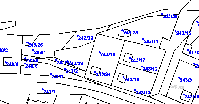 Parcela st. 243/14 v KÚ Roudné, Katastrální mapa
