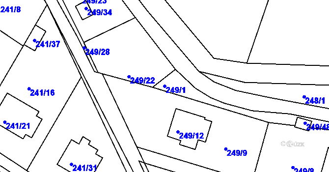 Parcela st. 249/1 v KÚ Roudné, Katastrální mapa
