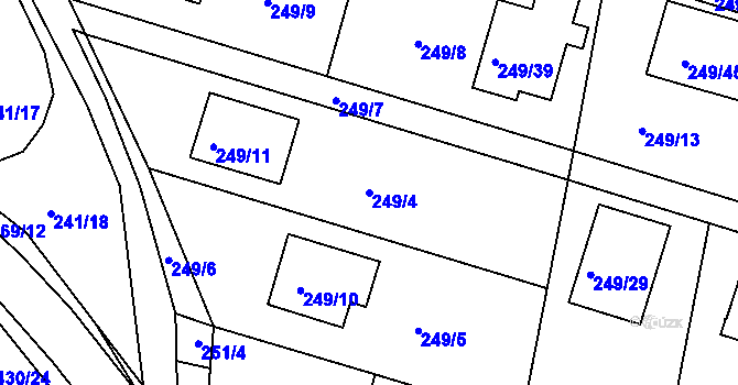 Parcela st. 249/4 v KÚ Roudné, Katastrální mapa