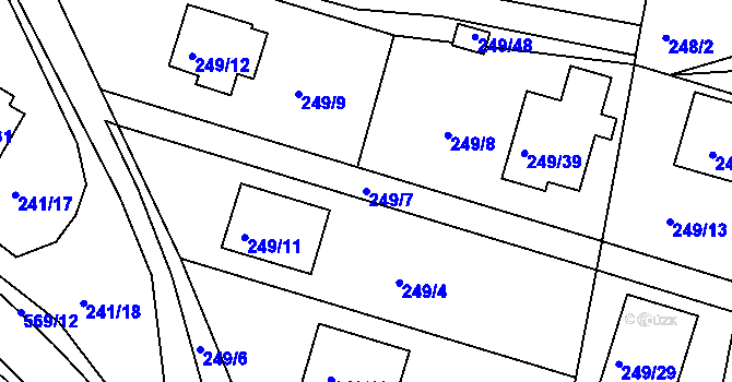Parcela st. 249/7 v KÚ Roudné, Katastrální mapa