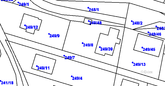 Parcela st. 249/8 v KÚ Roudné, Katastrální mapa