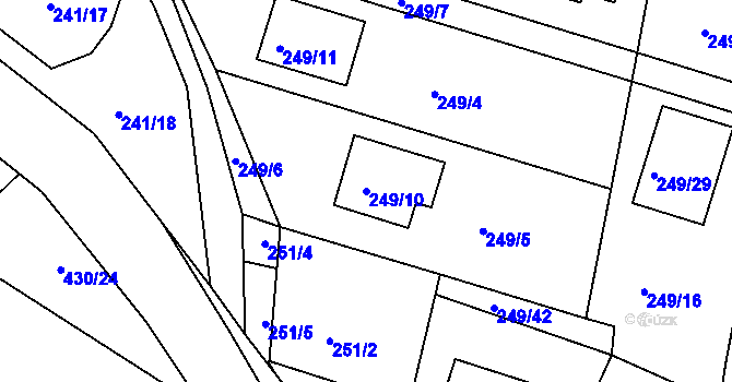 Parcela st. 249/10 v KÚ Roudné, Katastrální mapa