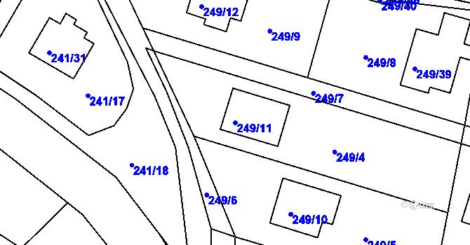 Parcela st. 249/11 v KÚ Roudné, Katastrální mapa