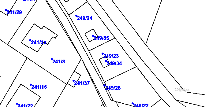 Parcela st. 249/23 v KÚ Roudné, Katastrální mapa