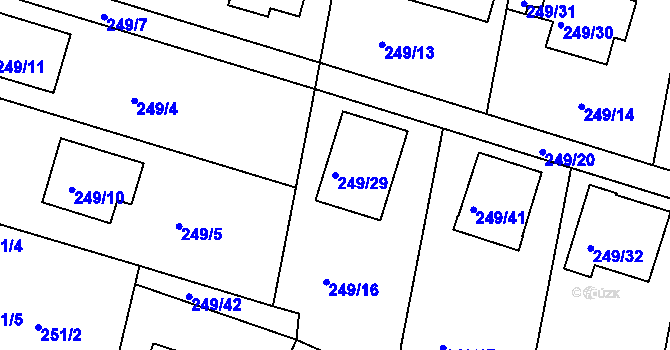 Parcela st. 249/29 v KÚ Roudné, Katastrální mapa