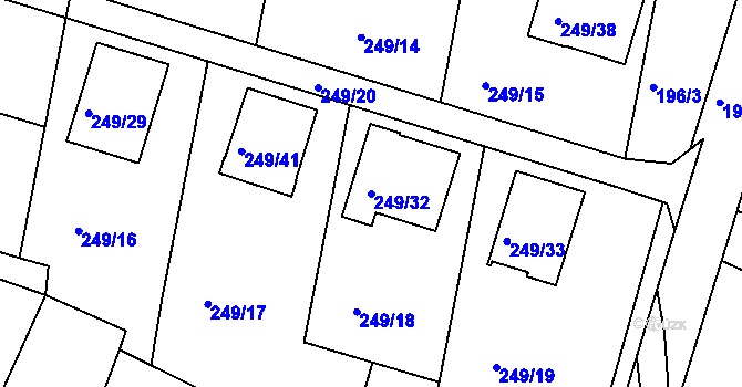 Parcela st. 249/32 v KÚ Roudné, Katastrální mapa