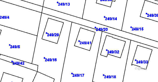 Parcela st. 249/41 v KÚ Roudné, Katastrální mapa